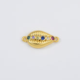 18K Gold Filled Cowrie Shell Connector CZ Micro Pave, Multiple CZ Micro Pave, Cowrie Shell Necklace, Cowrie Bracelet, 18x9mm, CN213